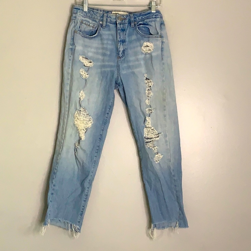 Garage light wash distressed raw hem Jeans  Sz 9